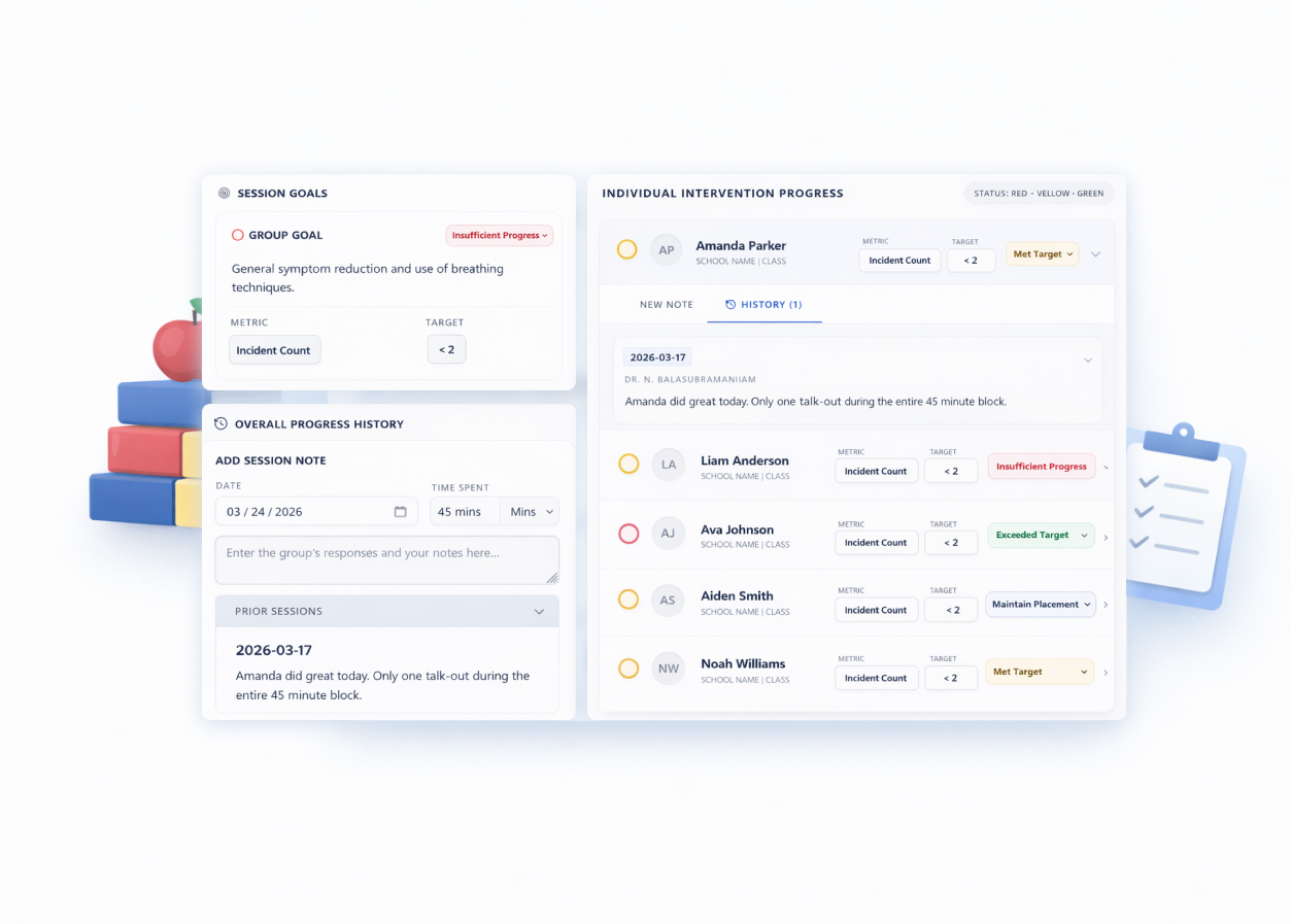 Line graph tracking student progress from 2023 to 2026 with a highlighted profile photo for 2026 and a Submit Referral button below.