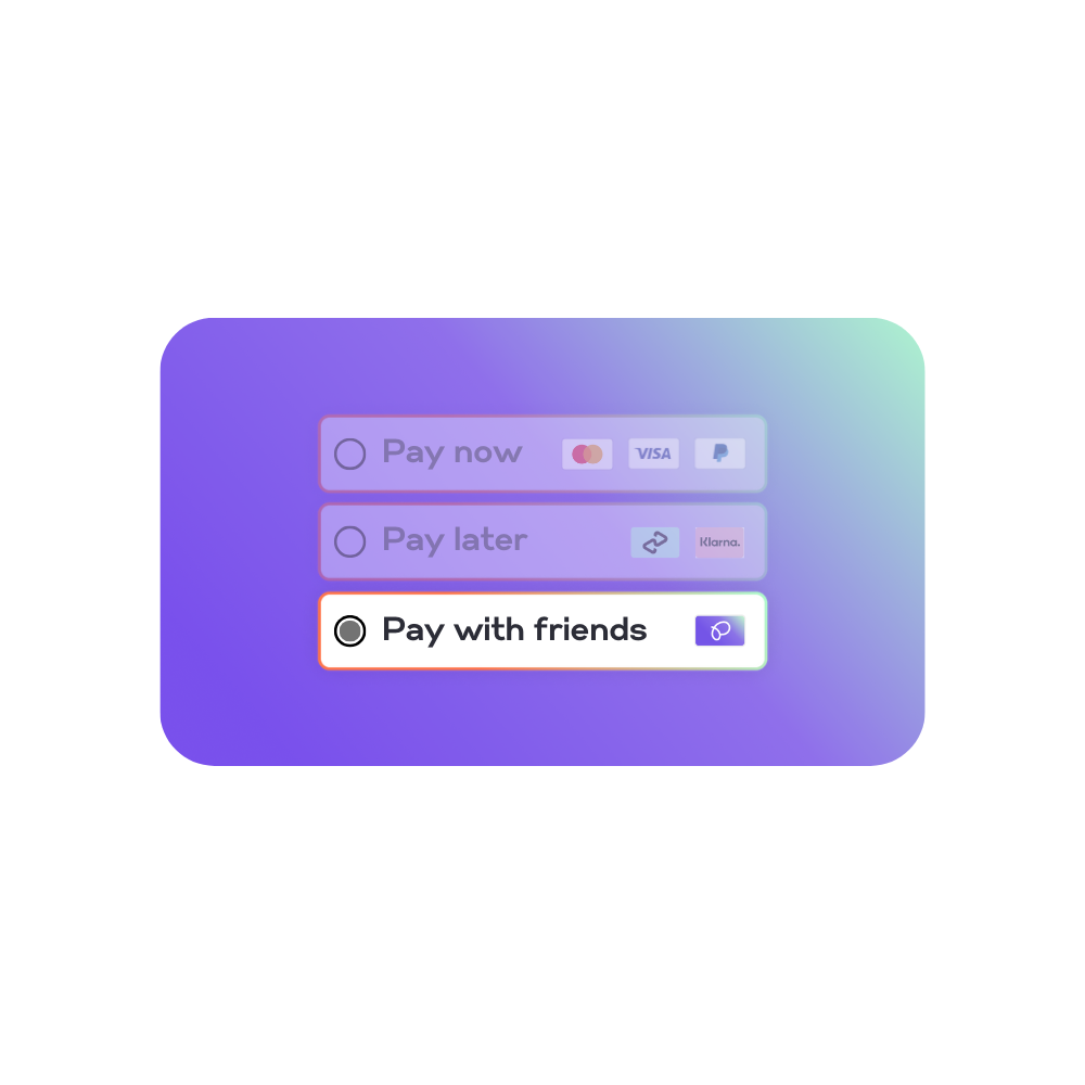 A pay with friends option at checkout selected.