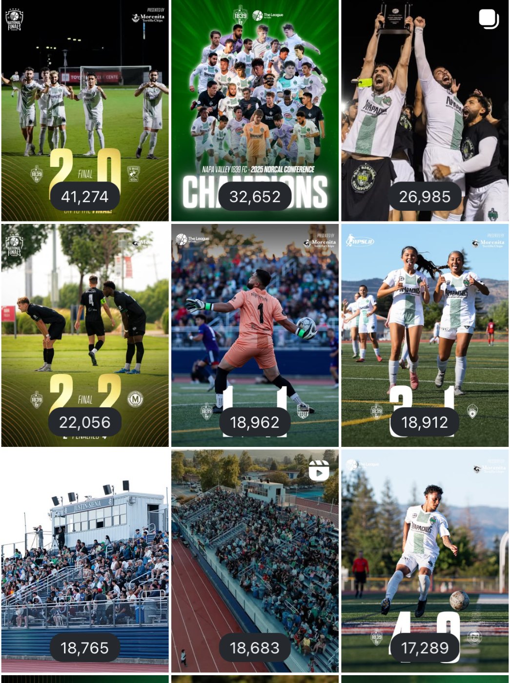 Napa Valley 1839 FC Instagram insights, July 2025: Top posts of the month