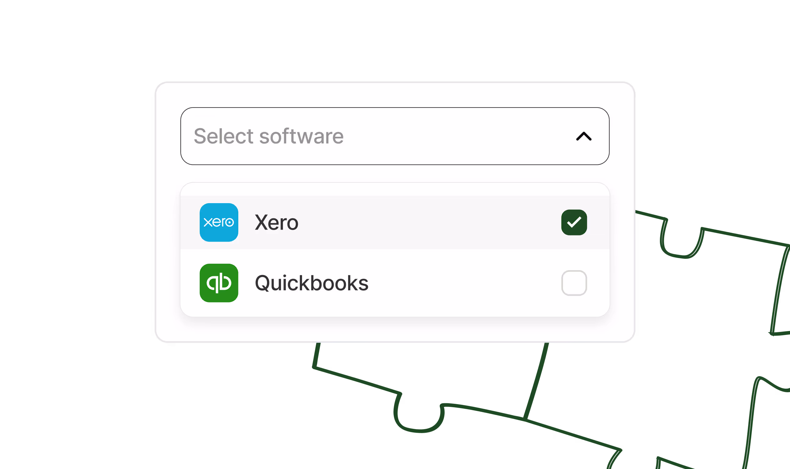 Software dropdown showing Xero and QuickBooks options.