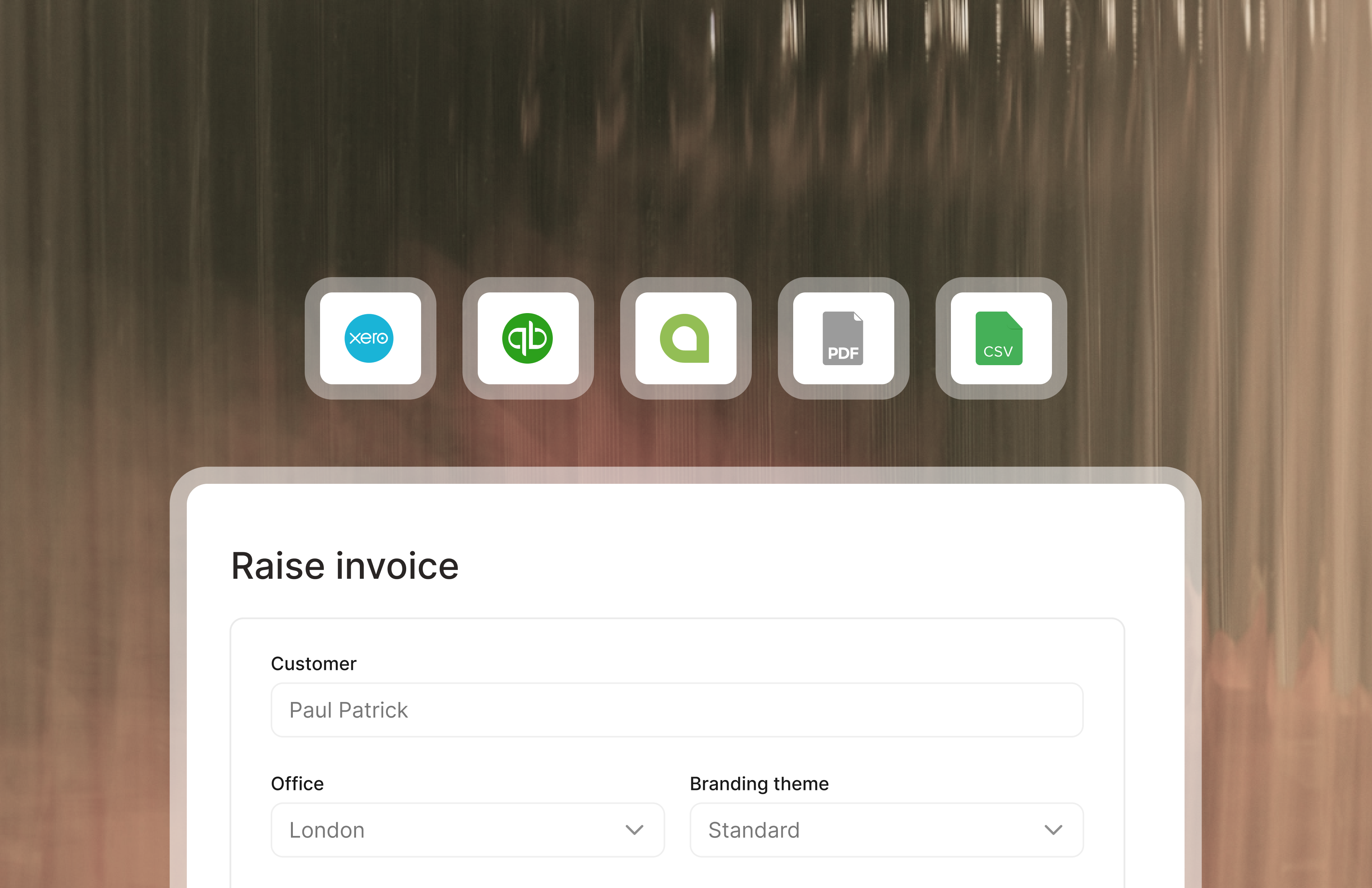invoice creation screen with file upload icons.