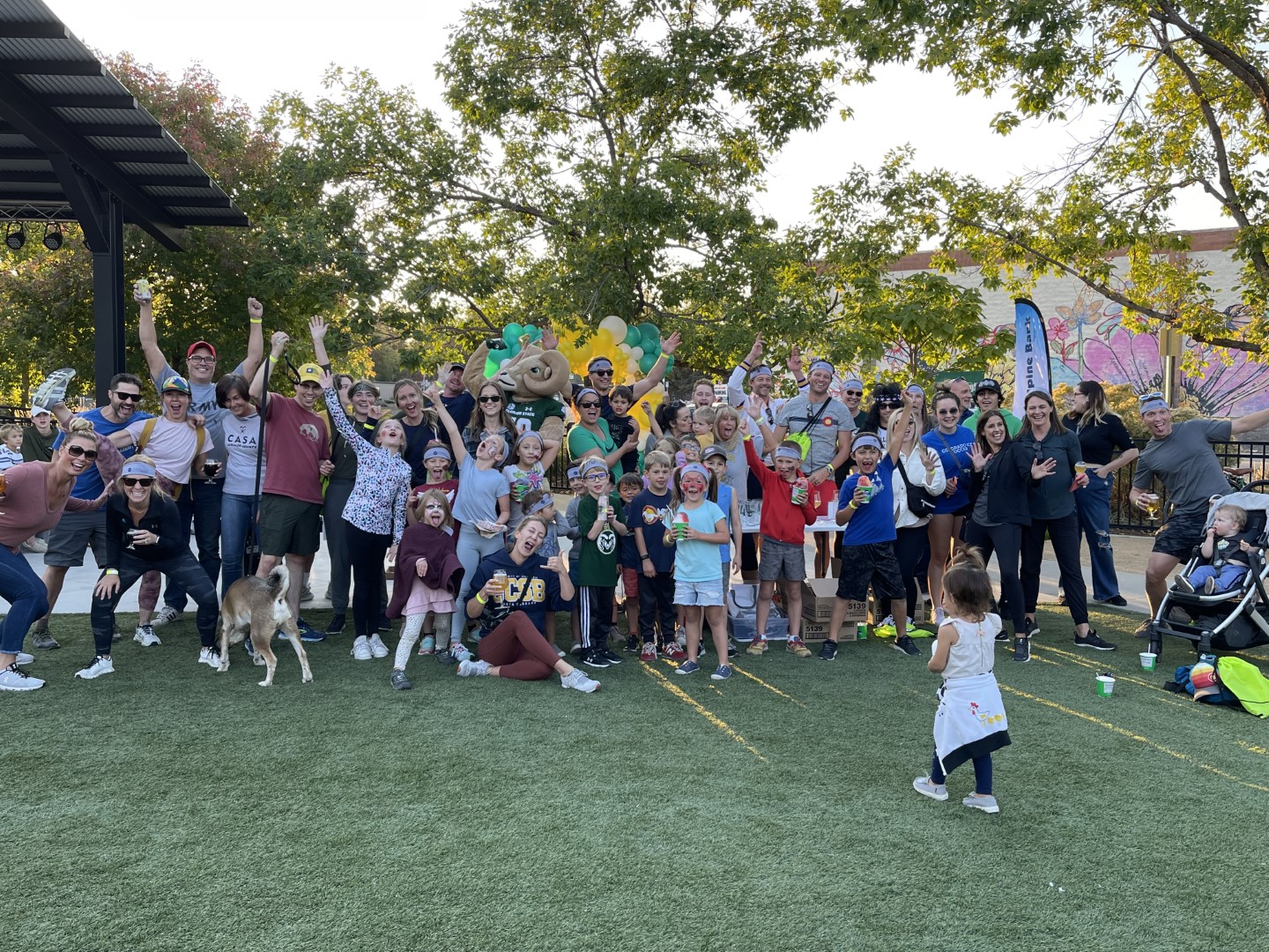 team and family photo at charity run