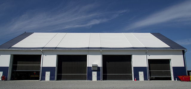 This building has rubber rolling doors on the sidewall. It’s fully insulated to protect equipment and machinery maintenance in the harsh winter conditions at Keeyask Generating Station. 