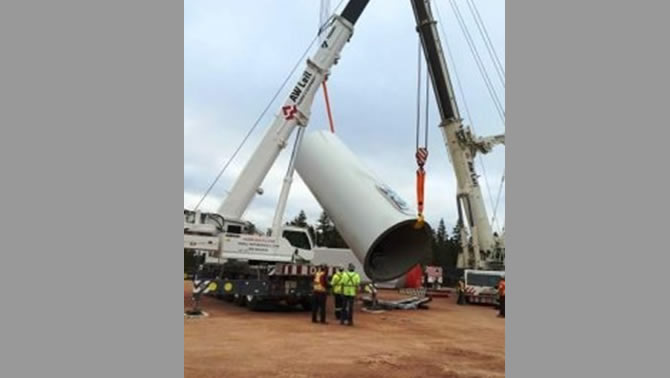 Picture of wind farm being constructed.
