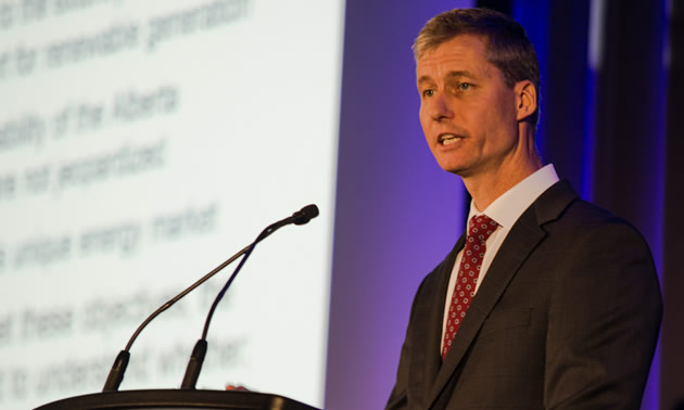 Alberta Electric System Operator (AESO) vice-president of renewables development and sustainability Michael Law speaks at the Canadian Wind Energy Association's (CanWEA) 32nd annual conference and exhibition in Calgary, Alta. on Thursday, Nov. 3 2016.