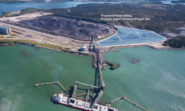 Aerial view of the proposed Ridley Export Terminal site.