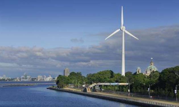 A wind turbine.