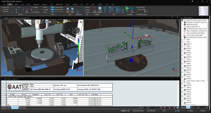 CAPPS-NC On-Machine Measurement Solution UI with Medical Bone Plate Part