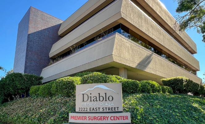 Exterior of the BASS Vein Center Concord office at 2222 East Street Suite 300, located in Diablo Medical Plaza, offering expert vein treatments for East Bay patients.