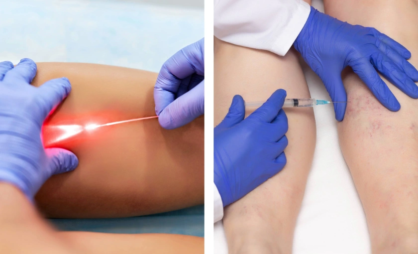 Comparison of endovenous laser treatment and sclerotherapy for leg veins