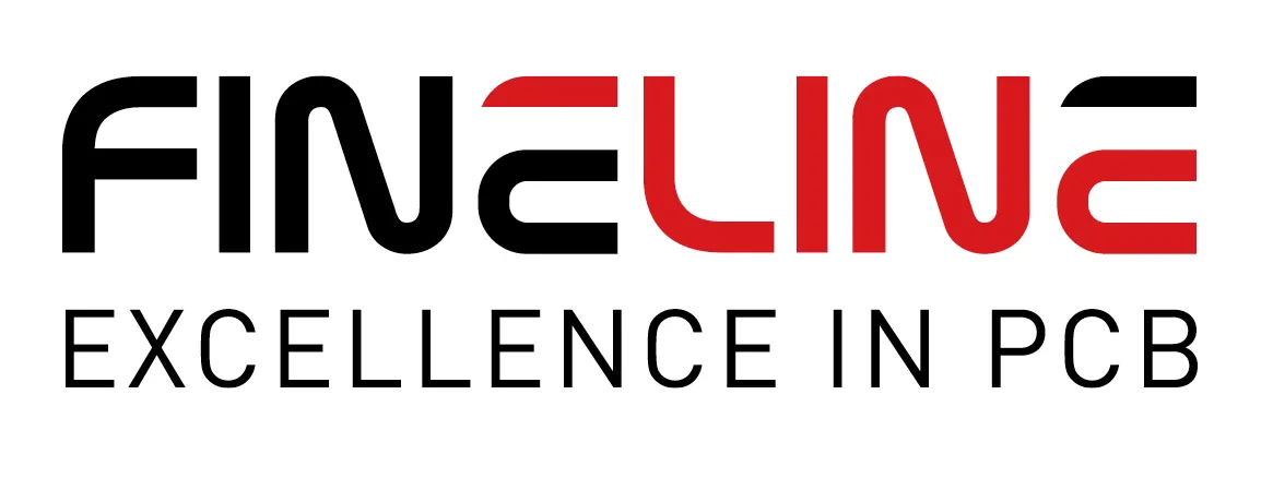 FINELINE logo with the tagline Excellence in PCB, with FINE in black and LINE in red stylized text.