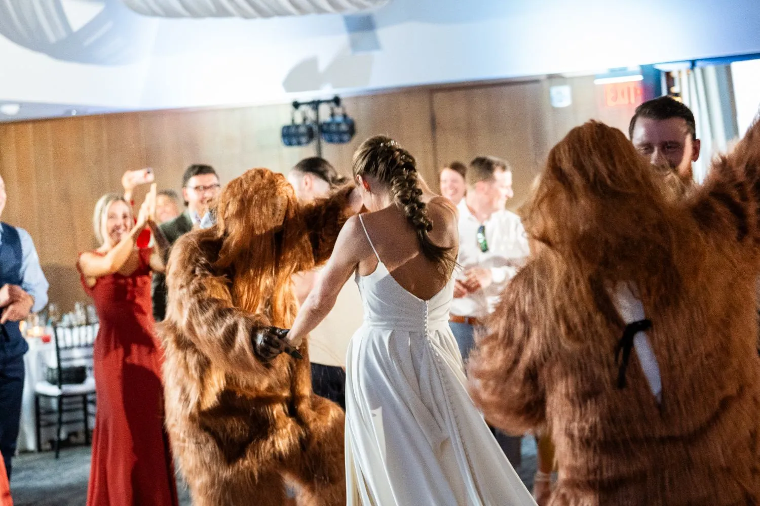 bride and groom dancing at wedding reception