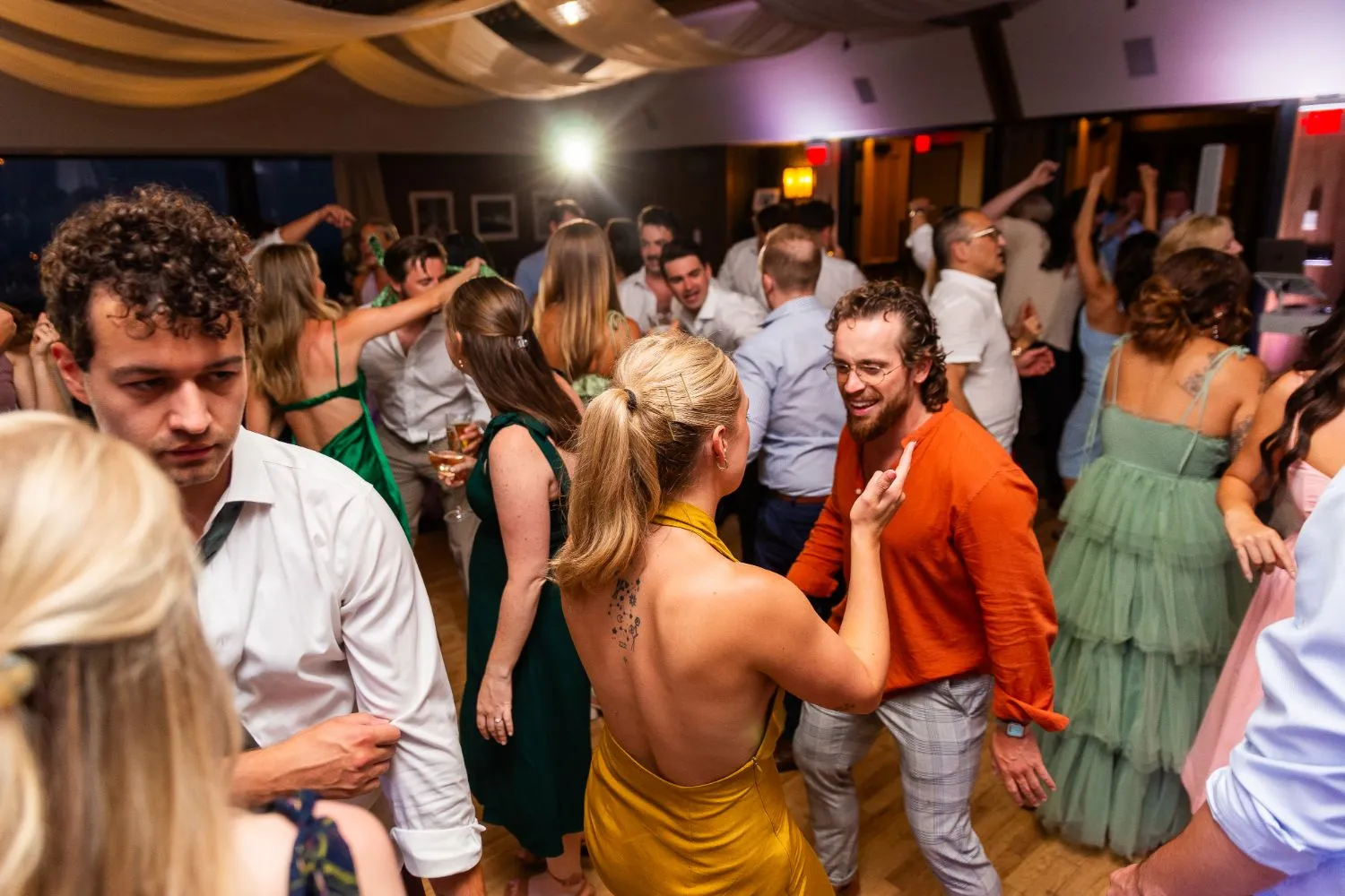 guests dancing at wedding reception