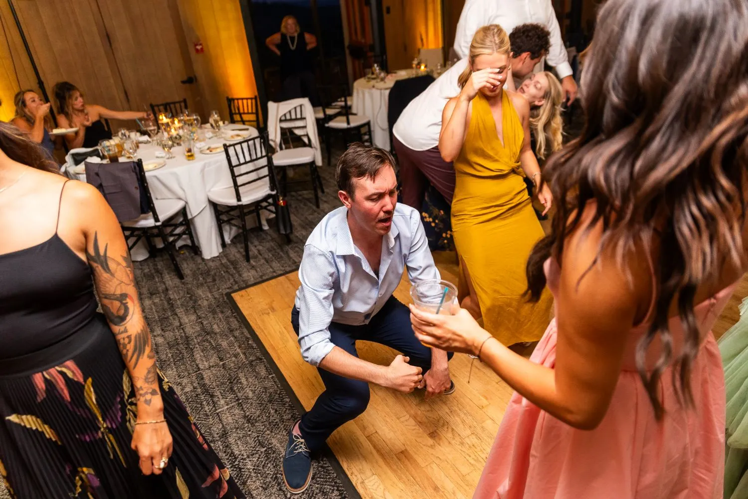 guests dancing at wedding reception