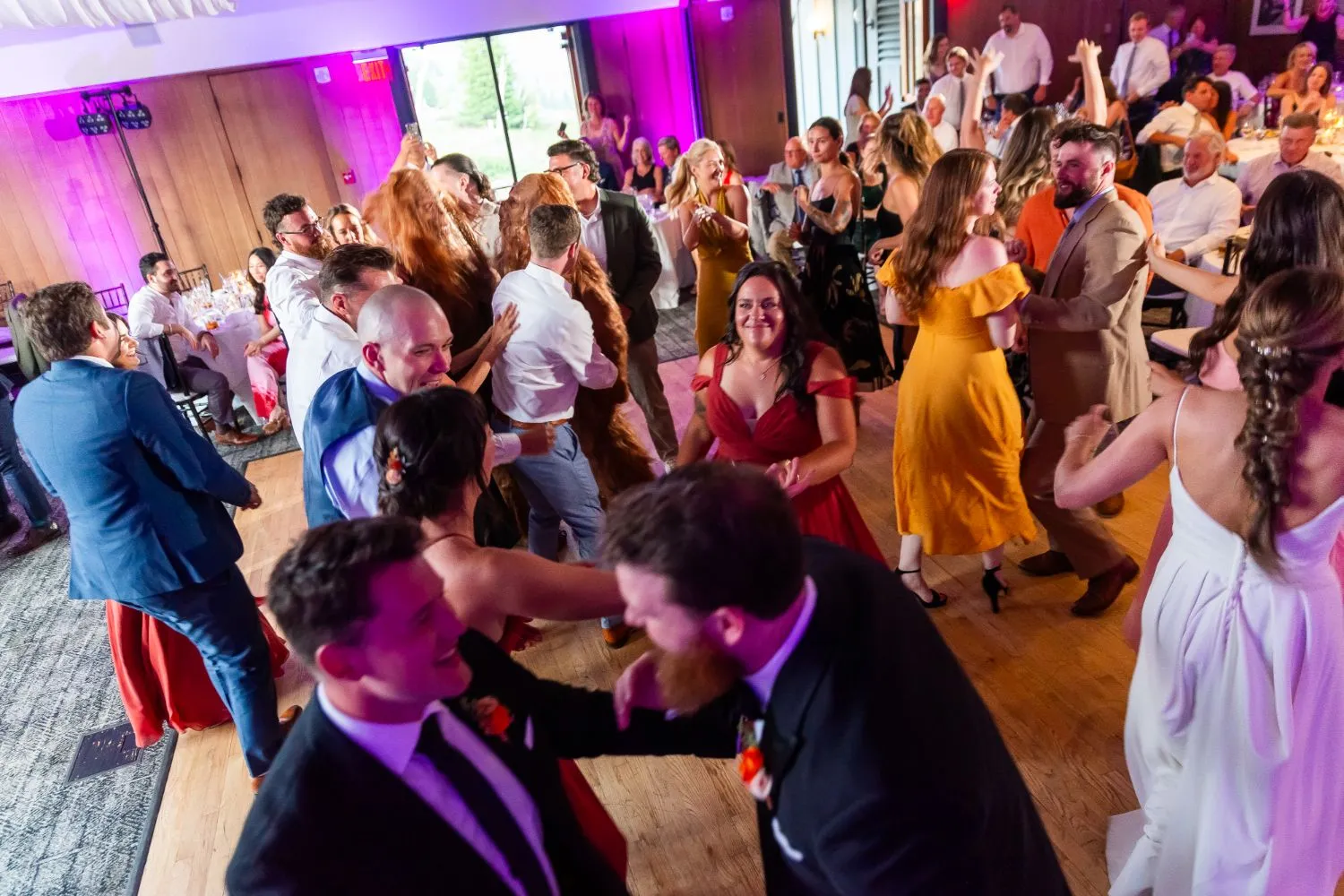 guests dancing at wedding reception