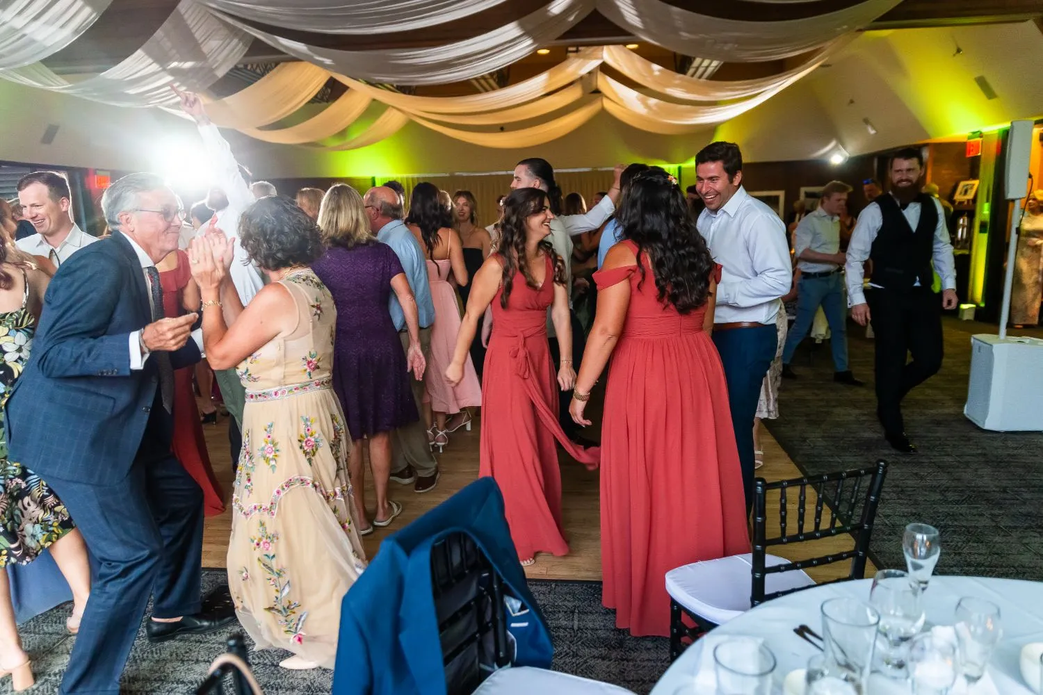guests dancing at wedding reception