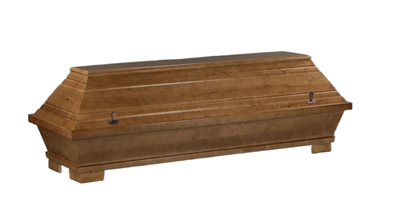 Poplar coffin — brown stained