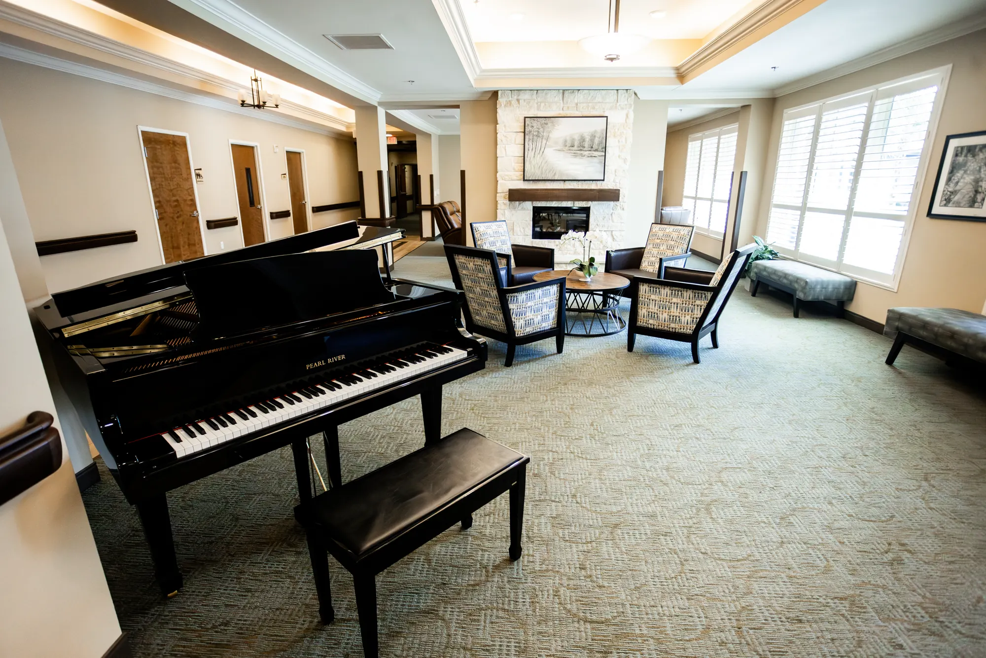 Grand piano and gathering space at the Cathedral Life Centre