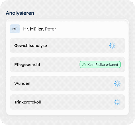 Eine Illustration von dexter.qm, das einen Bewohner für eine pflegerische Intervention analysiert.