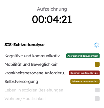 Ein Bild einer laufenden SIS-Aufzeichnung.