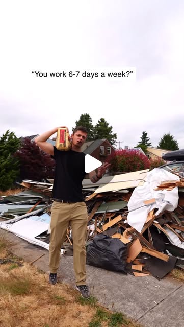 Instagram Reel thumbnail: a DuetRight crew member carrying a bag on a demolition day