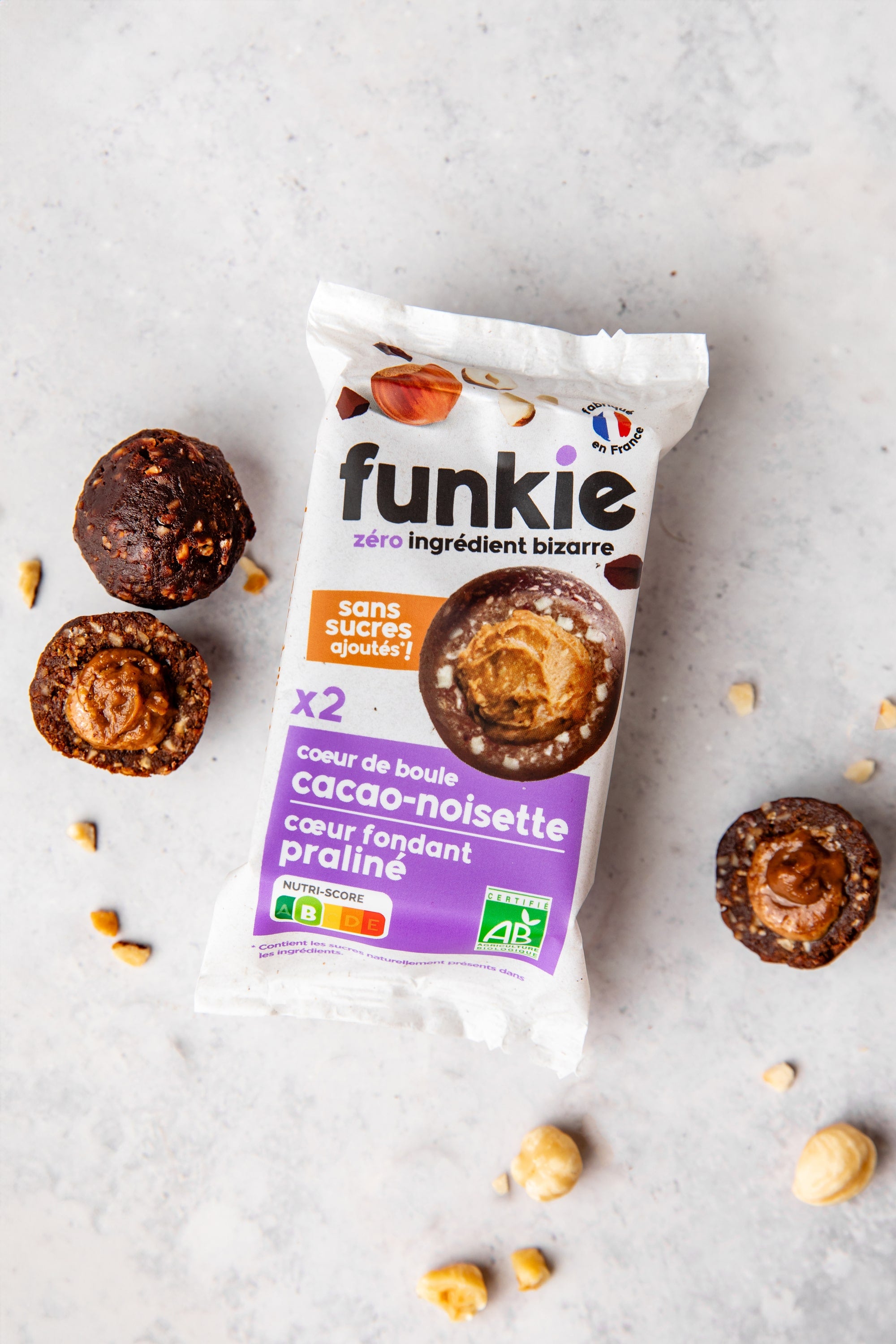 Cœur de boule cacao-noisette cœur fondant praliné