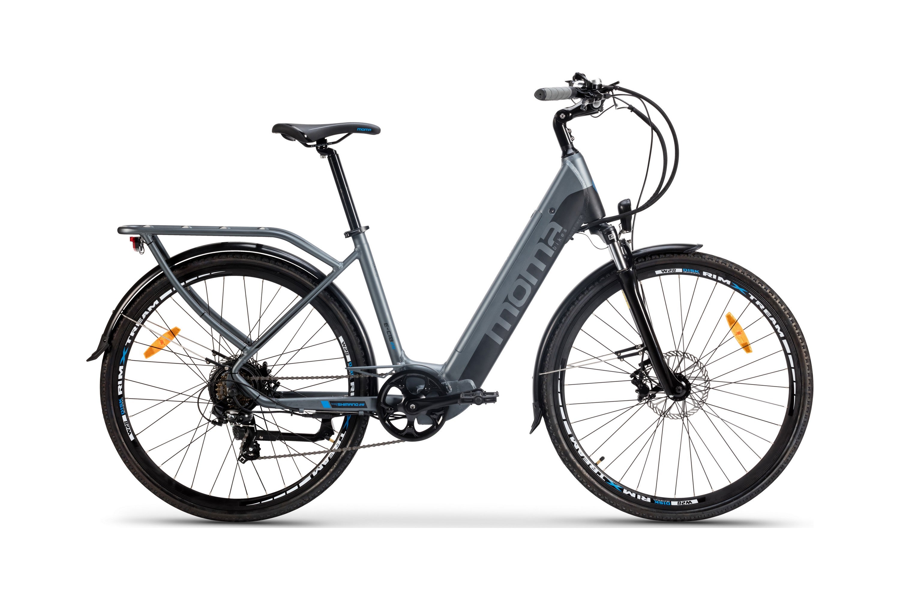 Vélo de Ville Electrique EBIKE-28 PRO, Alu. SHIMANO 7 Vitesses & Freins a disque Hydr. Bat Lithium Intégrée 48V 13Ah
