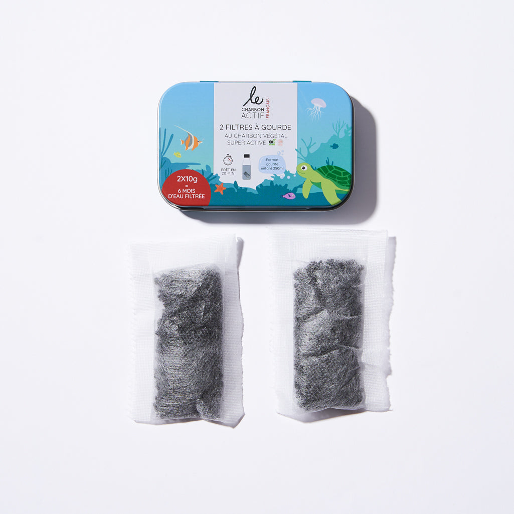Lot de 2 filtres à eau compostables au charbon actif pour gourde enfant
