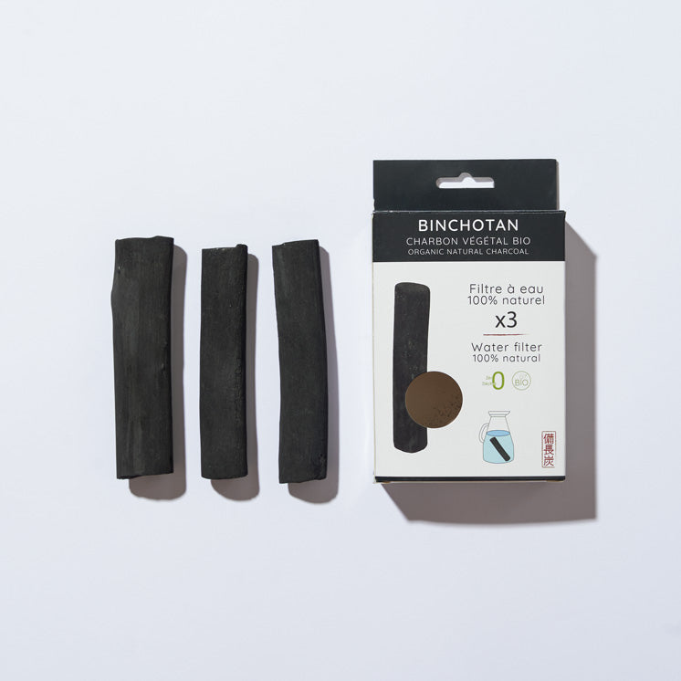Lot de 3 charbons binchotan