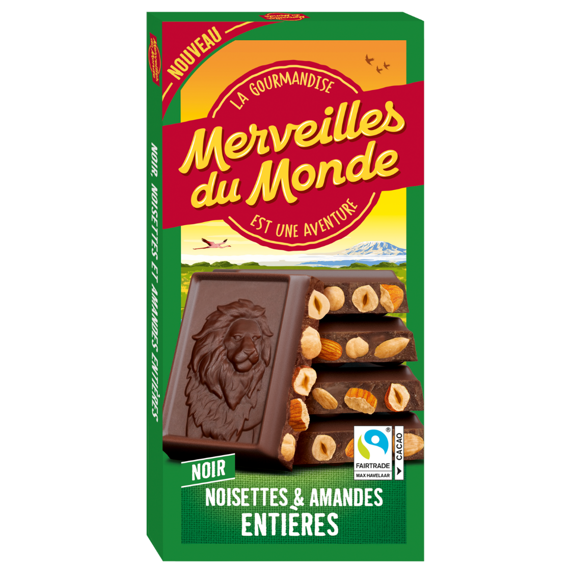 Tablette Bloc chocolat noir, noisettes et amandes entières