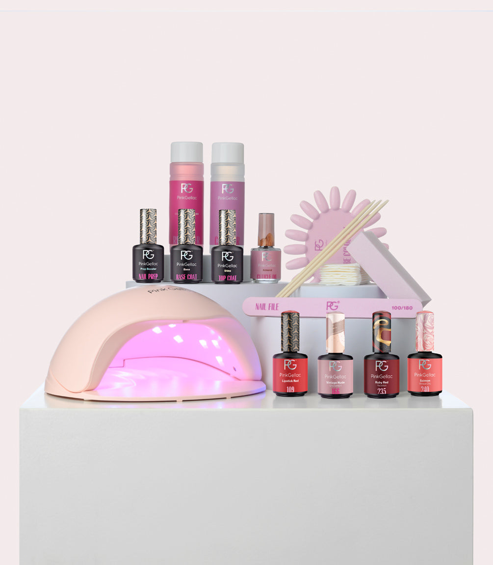 Kit de manucure avec lampe UV LED rose