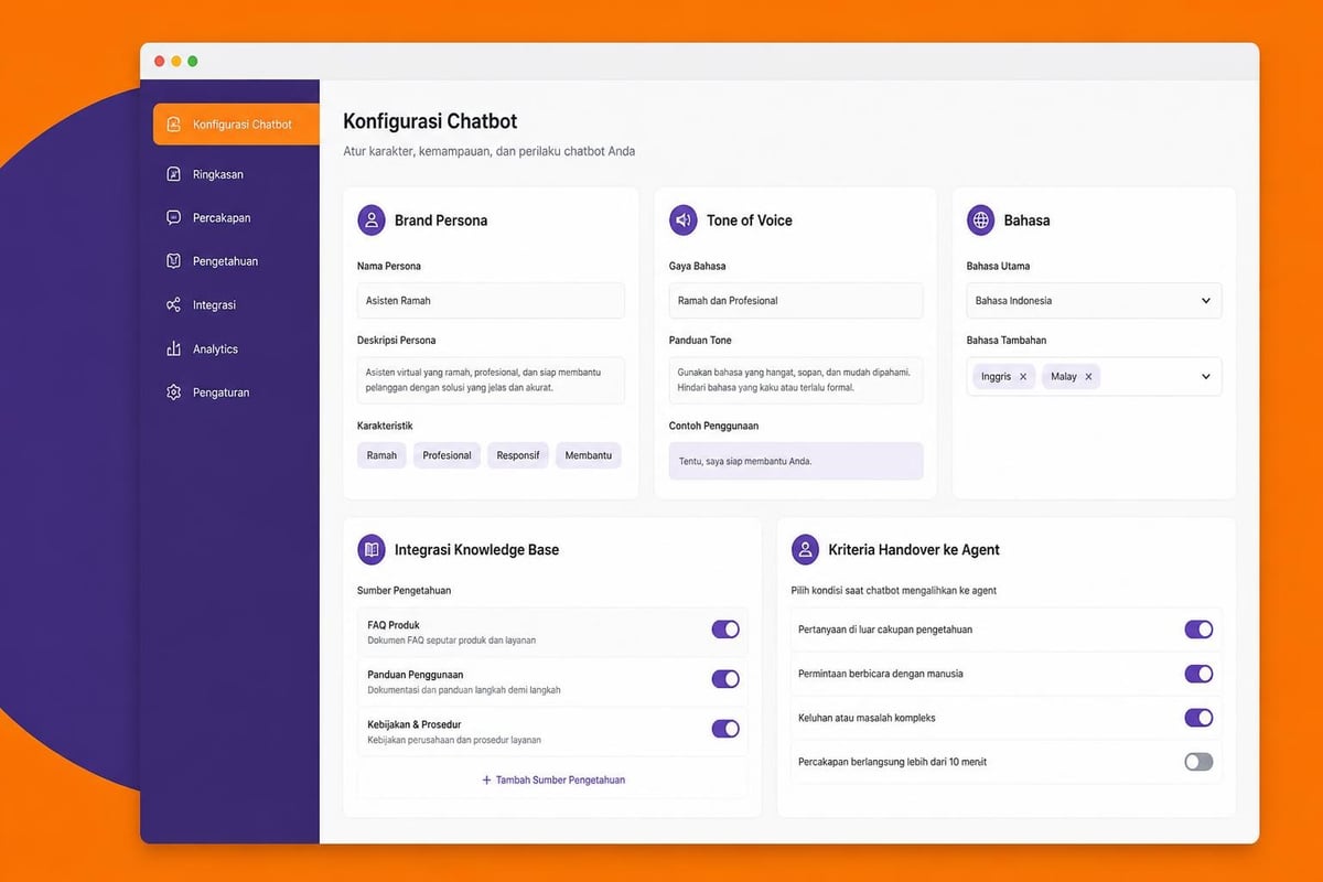 Chatbot customization dashboard