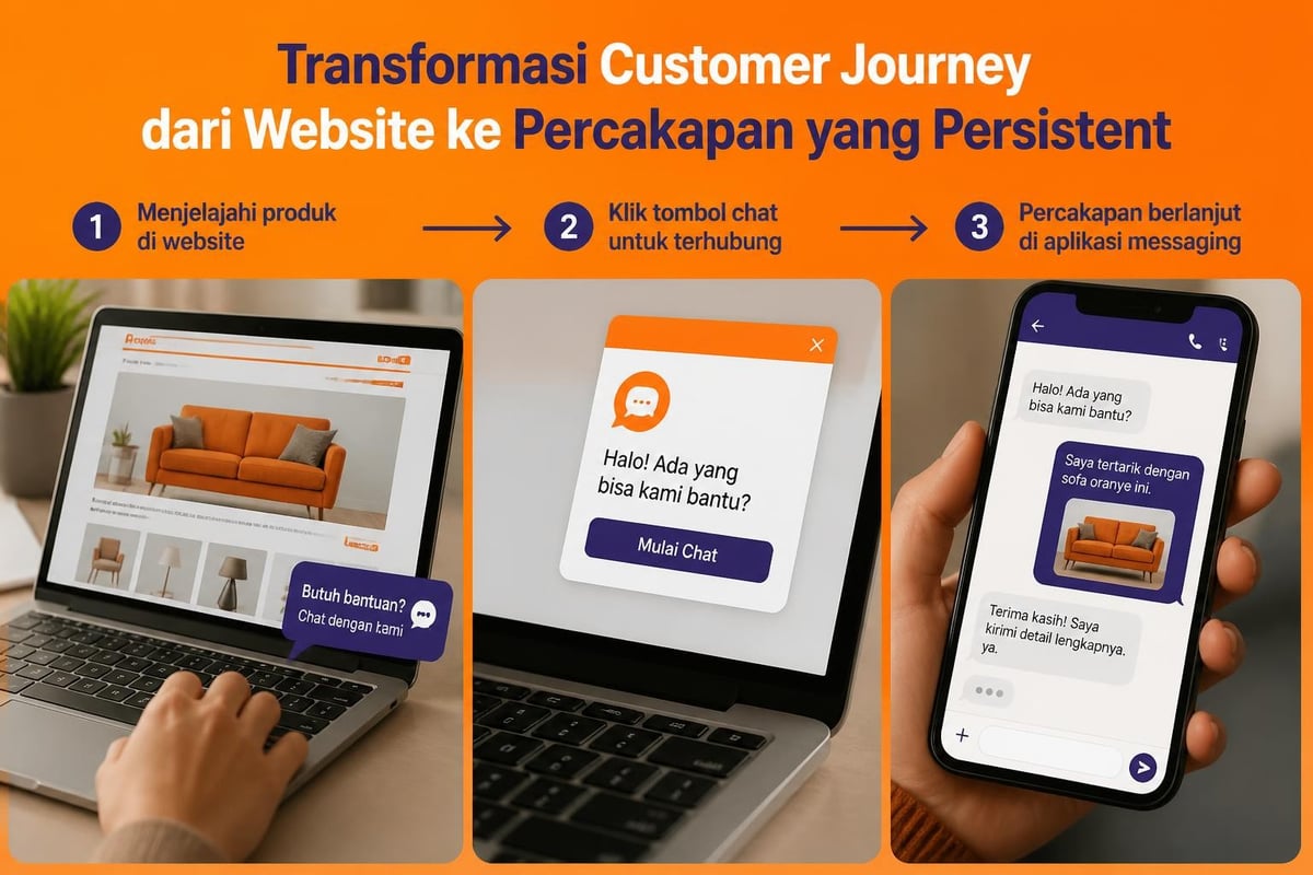 Perjalanan pelanggan dari website ke chat