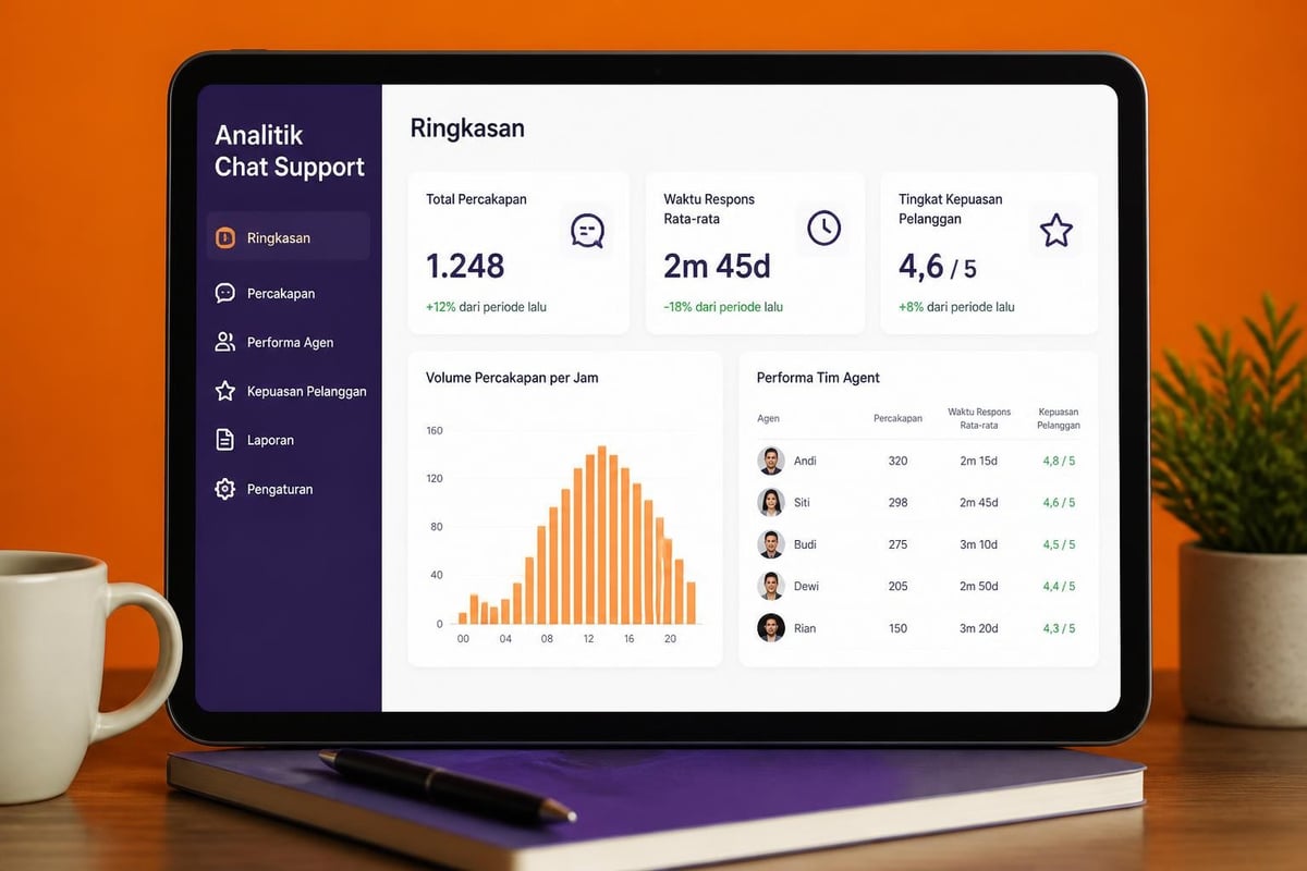 Dashboard analytics chat support