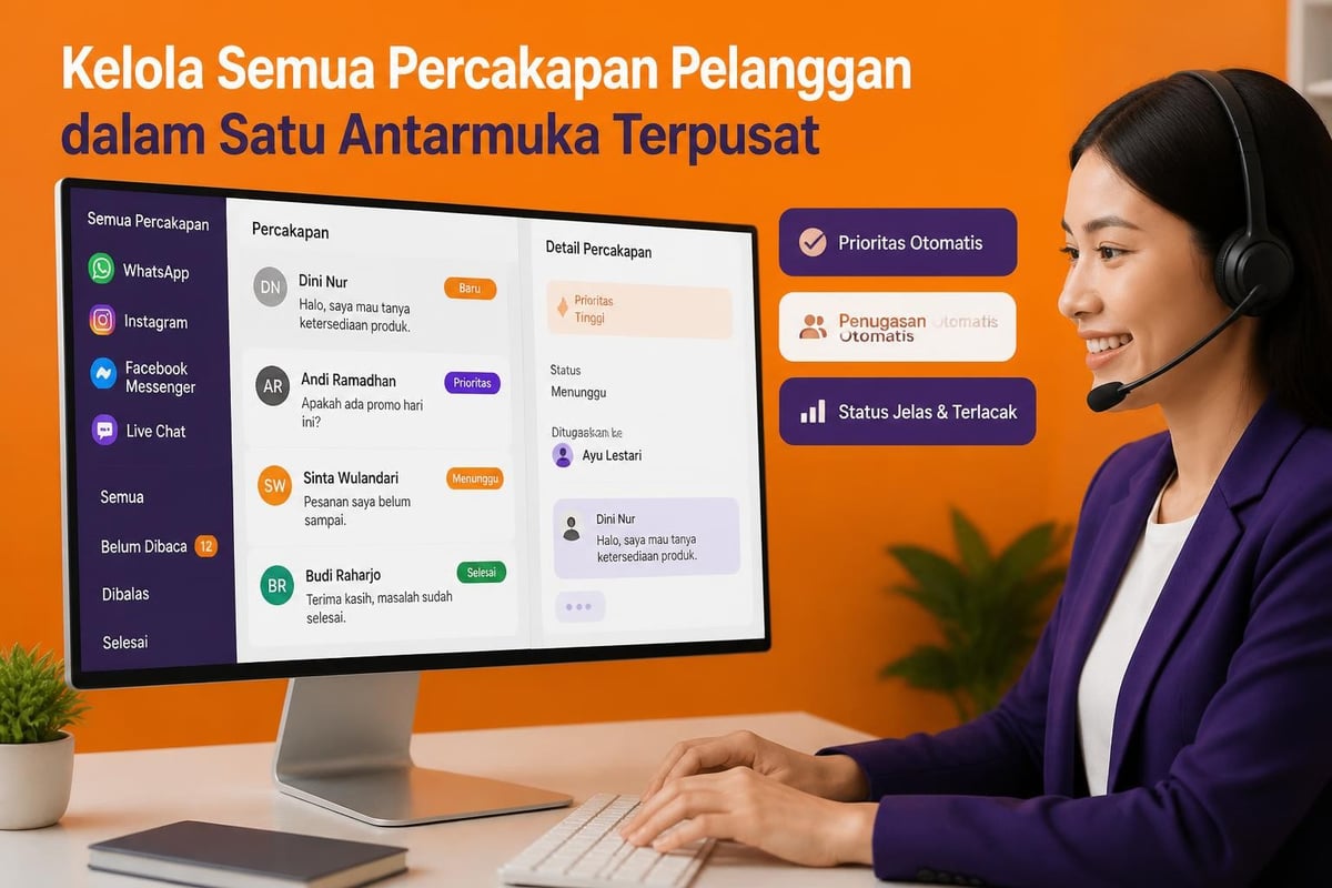 Dashboard komunikasi omnichannel bisnis