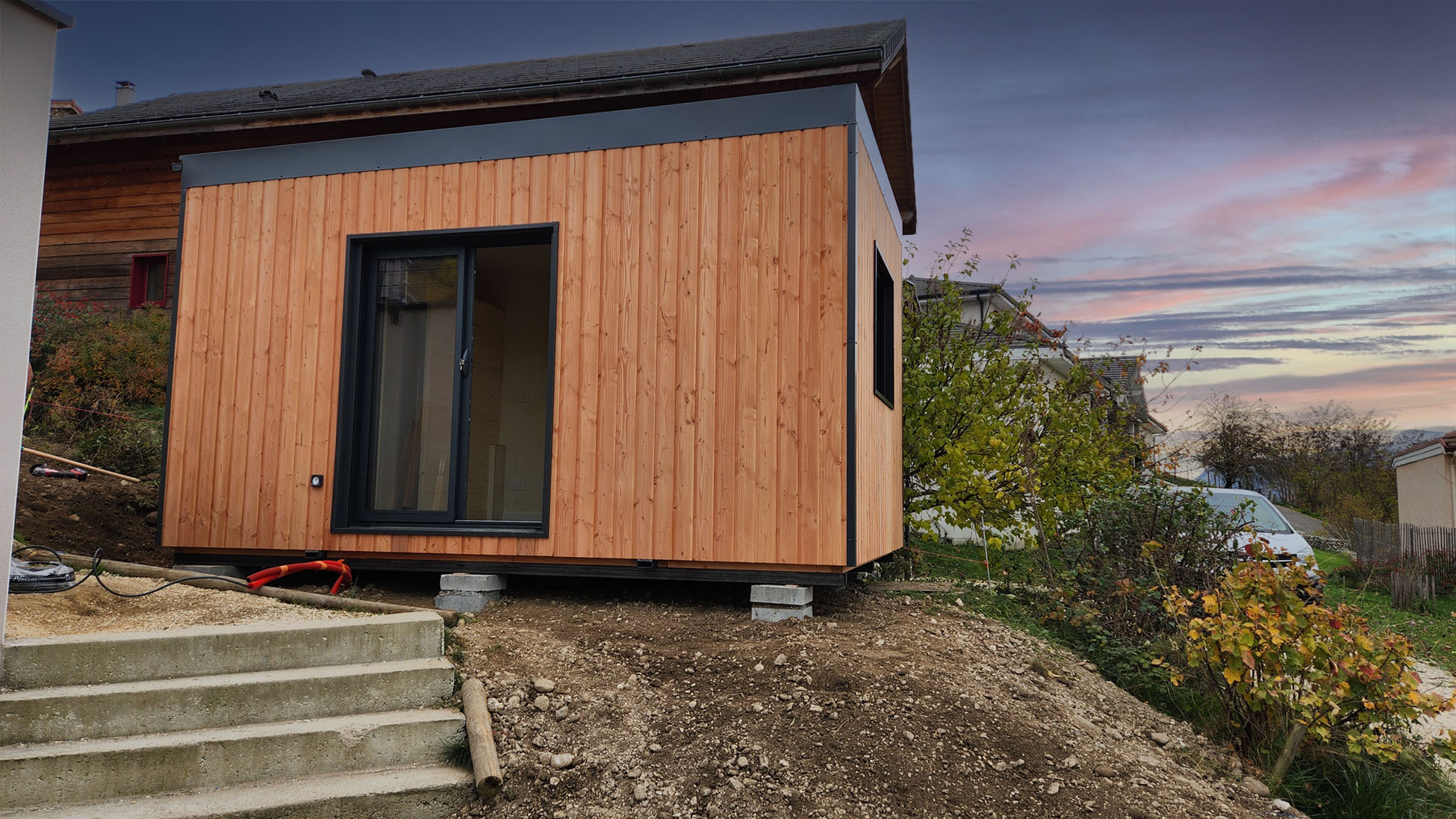 Projet de studio 3x5 m, livré clé en main, fonctionnel et durable, optimisé pour un budget modeste.