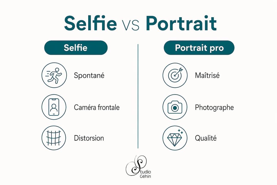 Infographie : selfie ou portrait professionnel, quelles différences ?