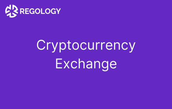 A purple background with the word cryptocurrency exchange in white.