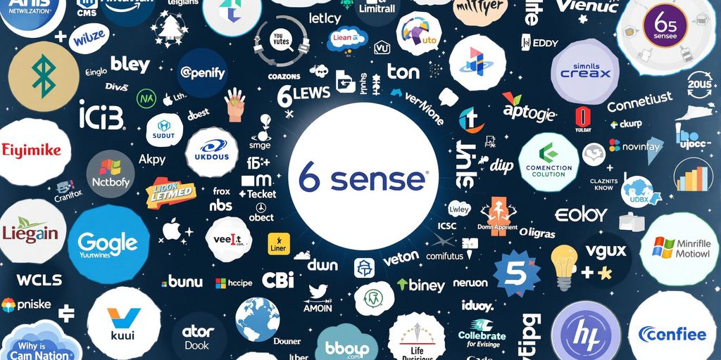 Competitor logos surrounding a central 6sense icon.