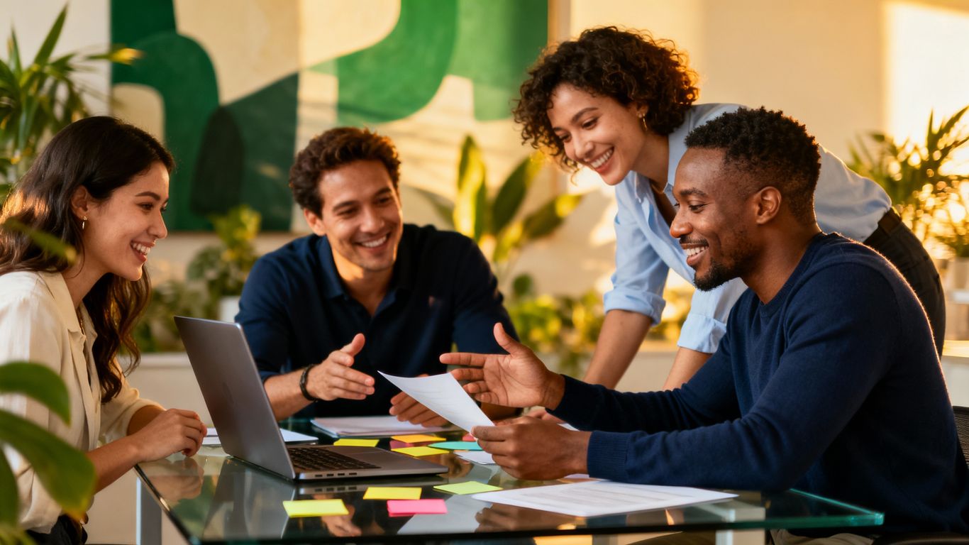 Team collaborating in an office setting