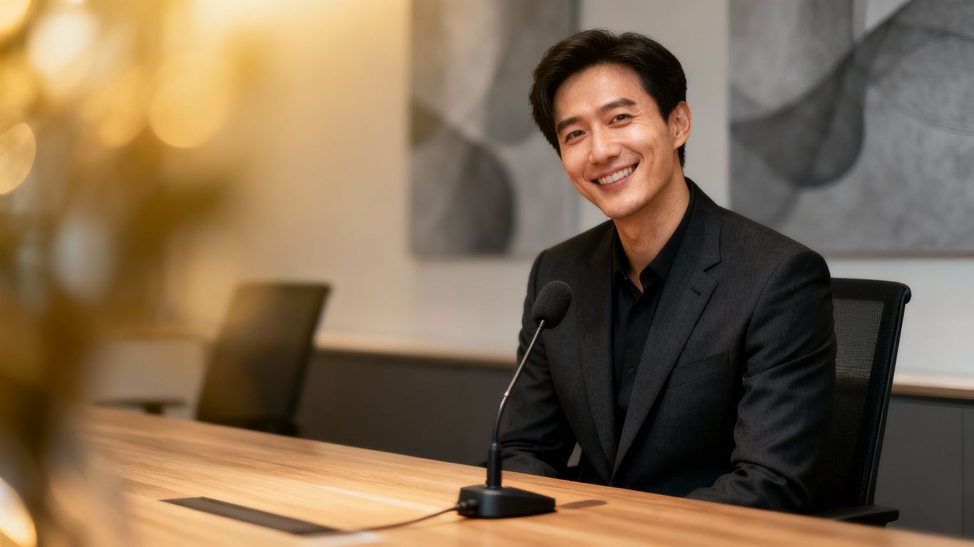 Client giving a positive testimonial on camera.