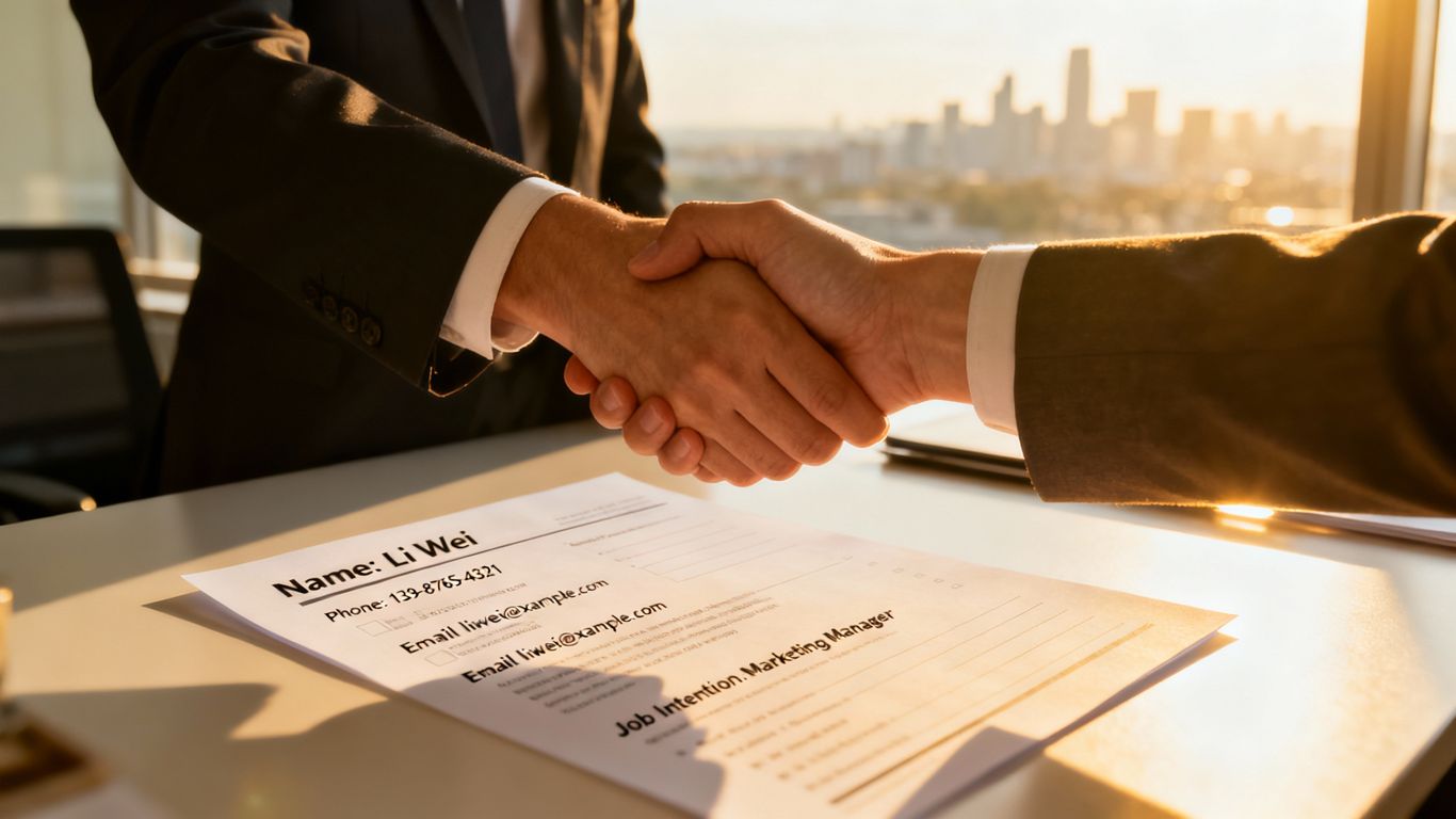 Handshake over a sales resume.