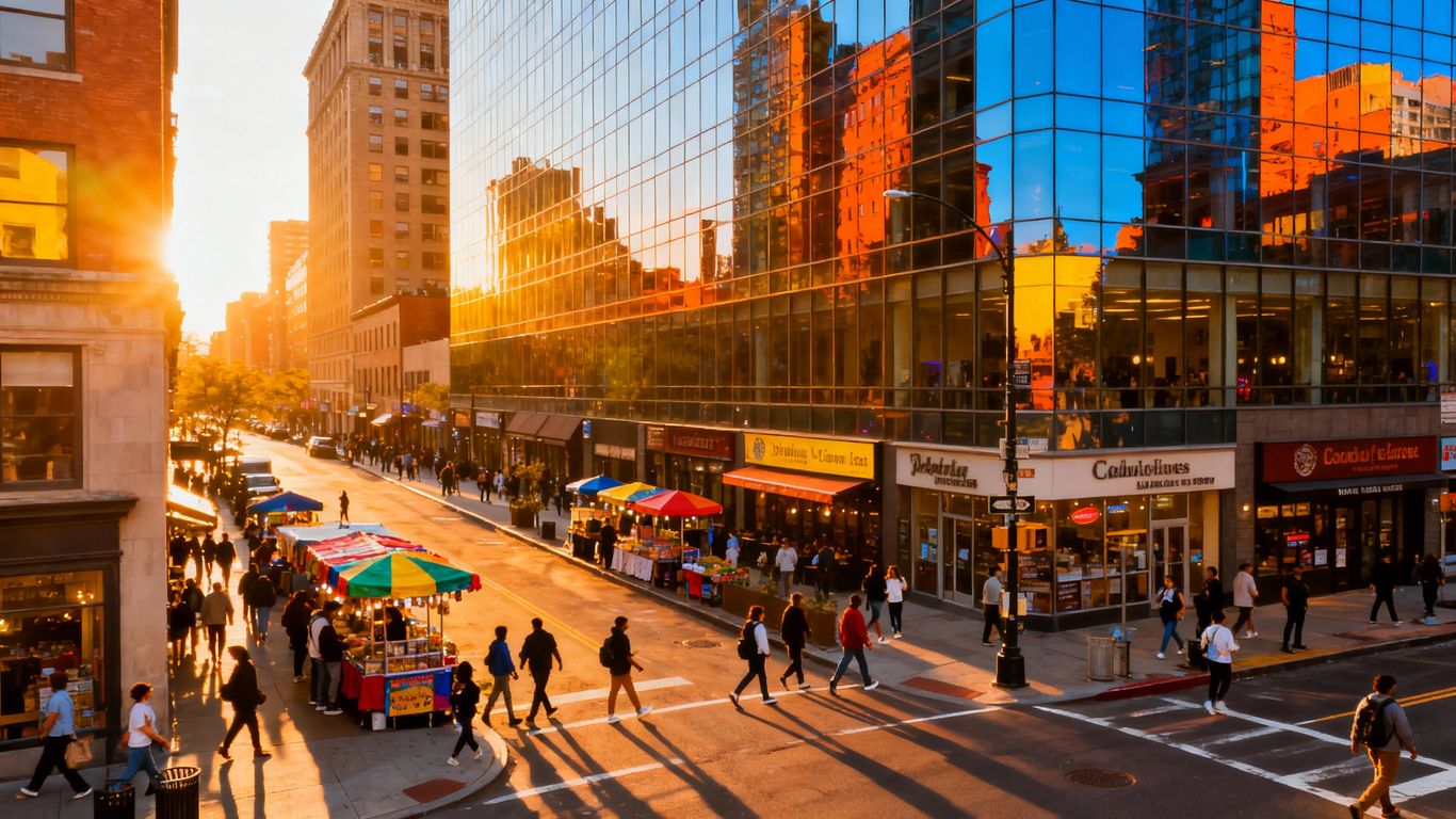 City street with buildings and people