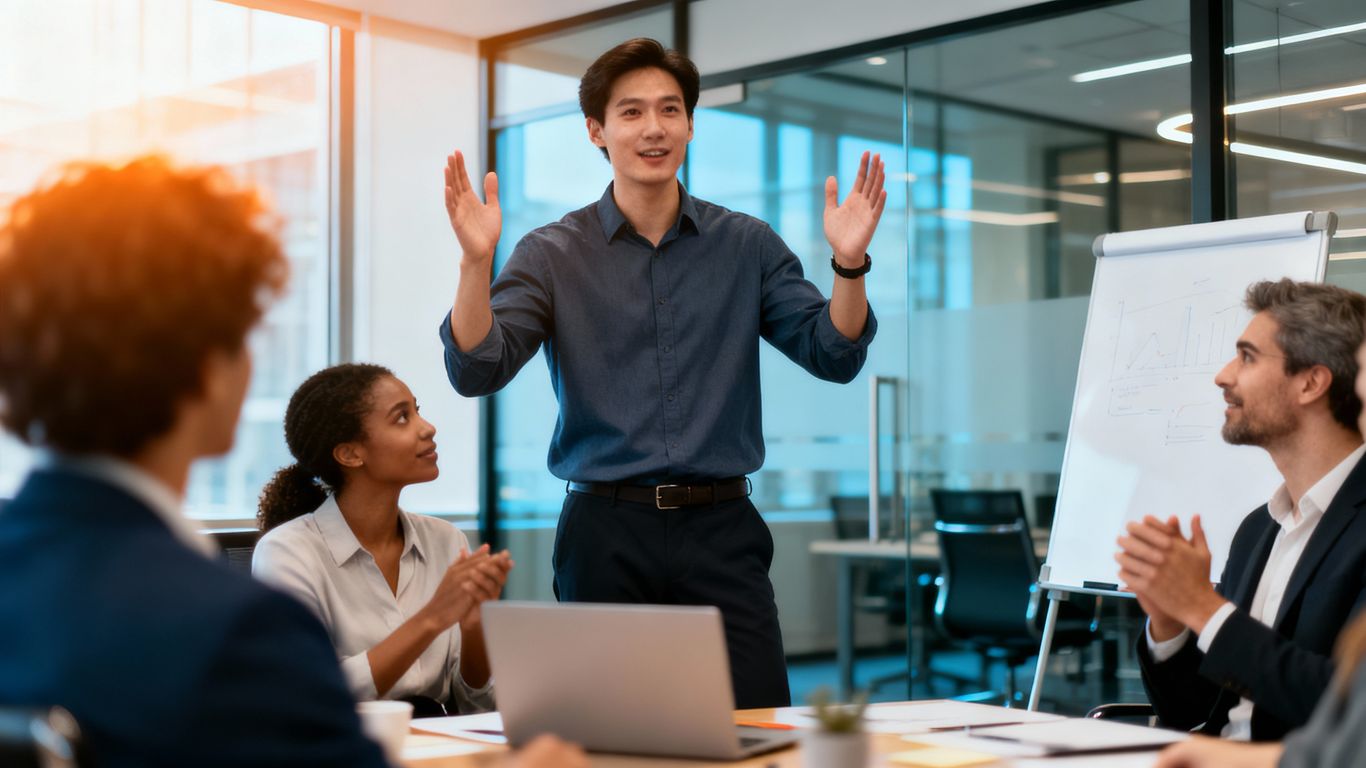 B2B sales professionals collaborating in a modern office setting.