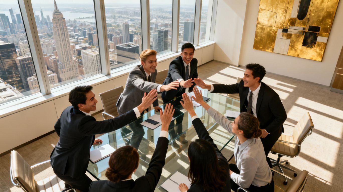 Business professionals collaborating for sustainable growth.