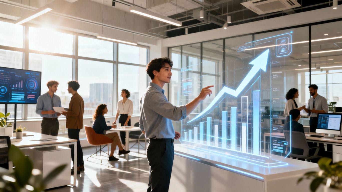 SDR automation boosting sales with futuristic interface.