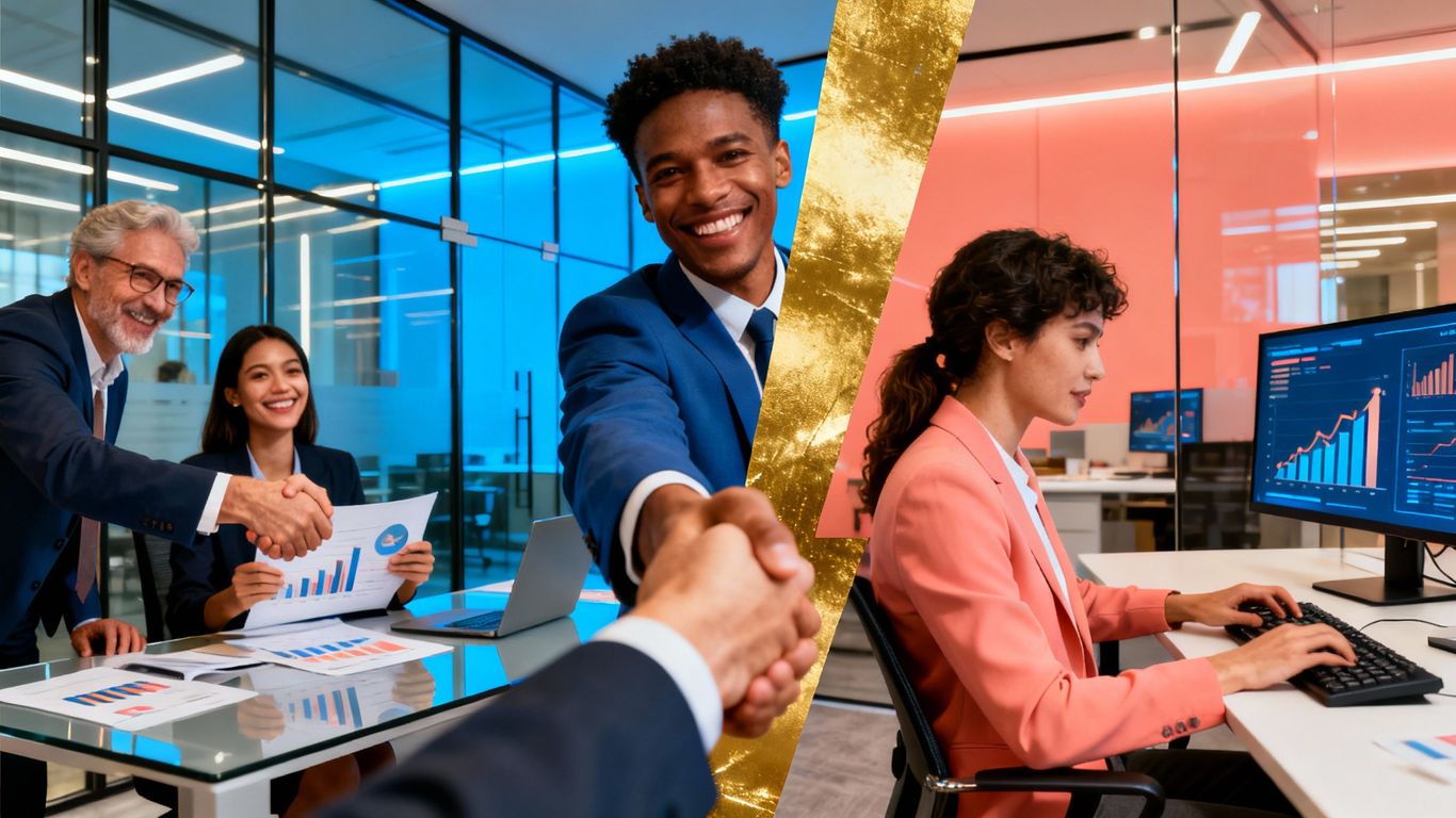 Business professionals in a competitive office environment.