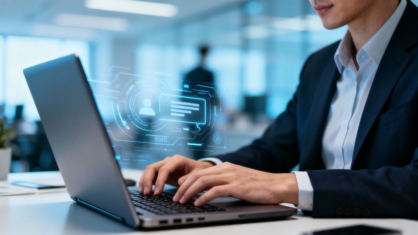 Person using laptop for sales outreach