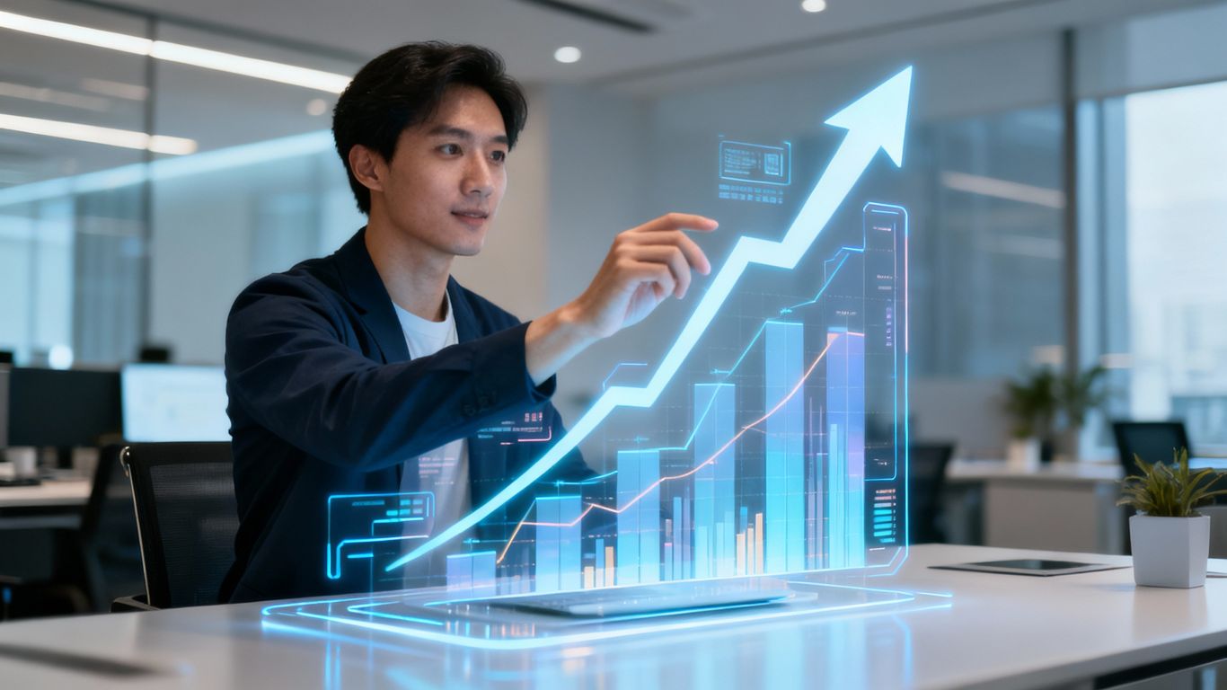 SDR automation boosting sales with futuristic interface.