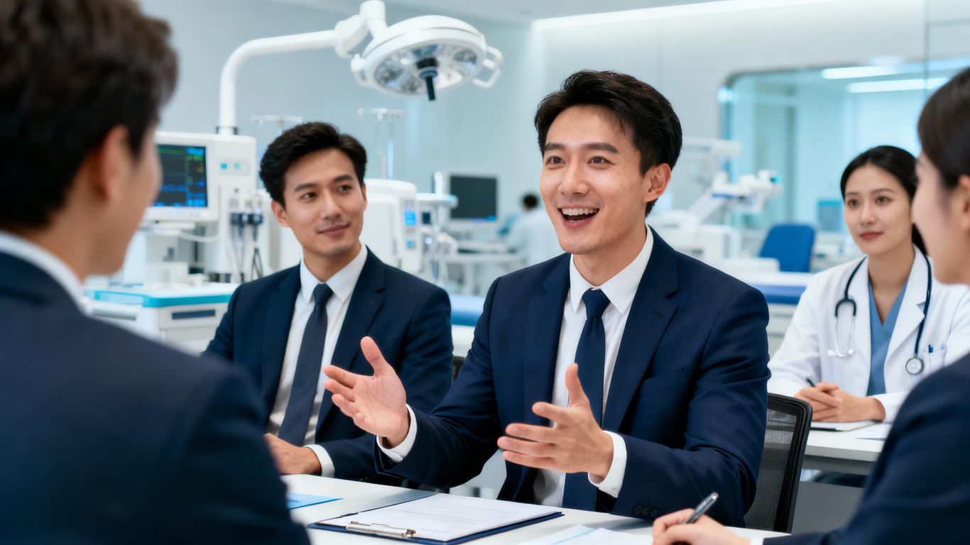 Medical sales professionals in training session.